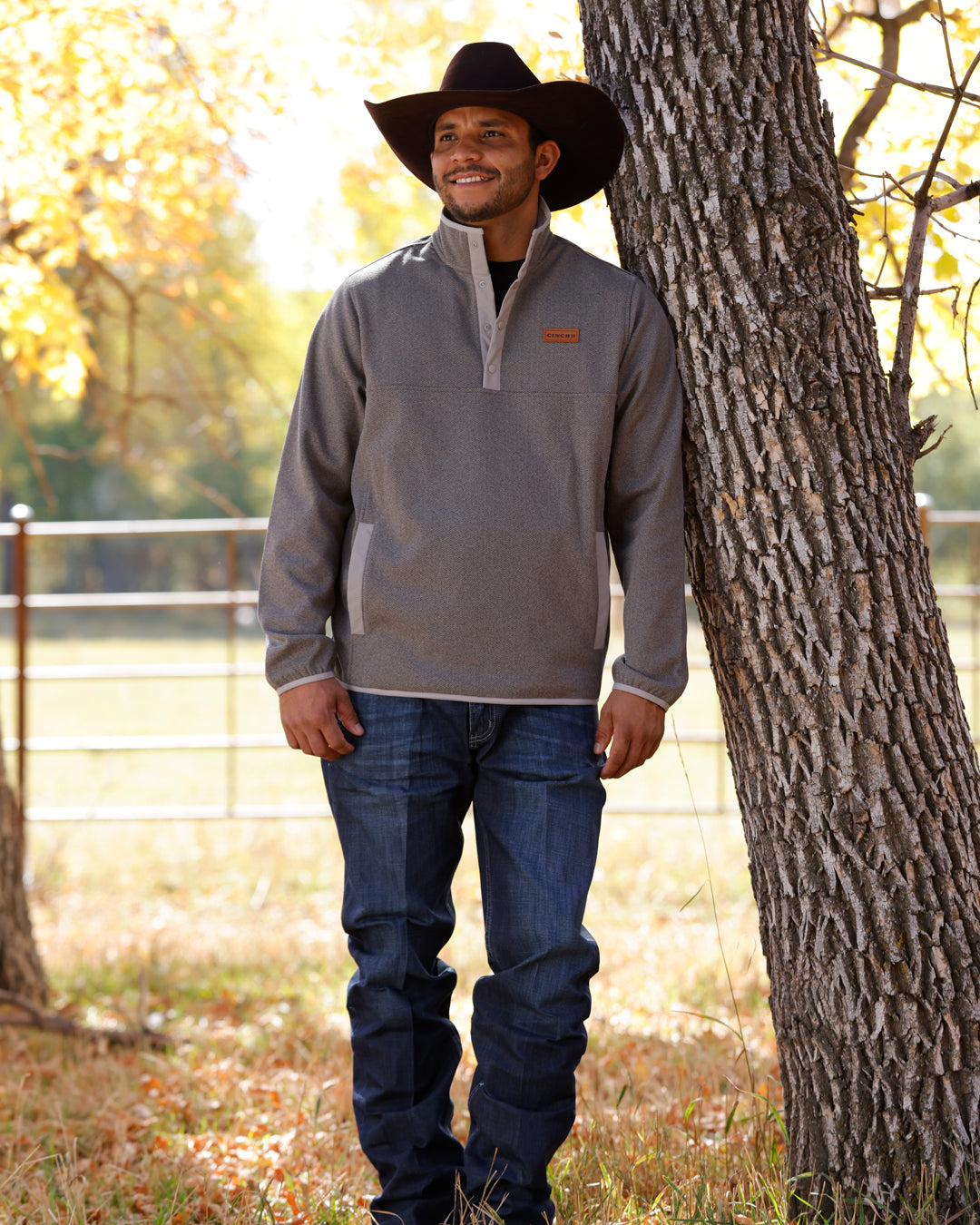Cinch Men's Snap Harringbone  Pull Over