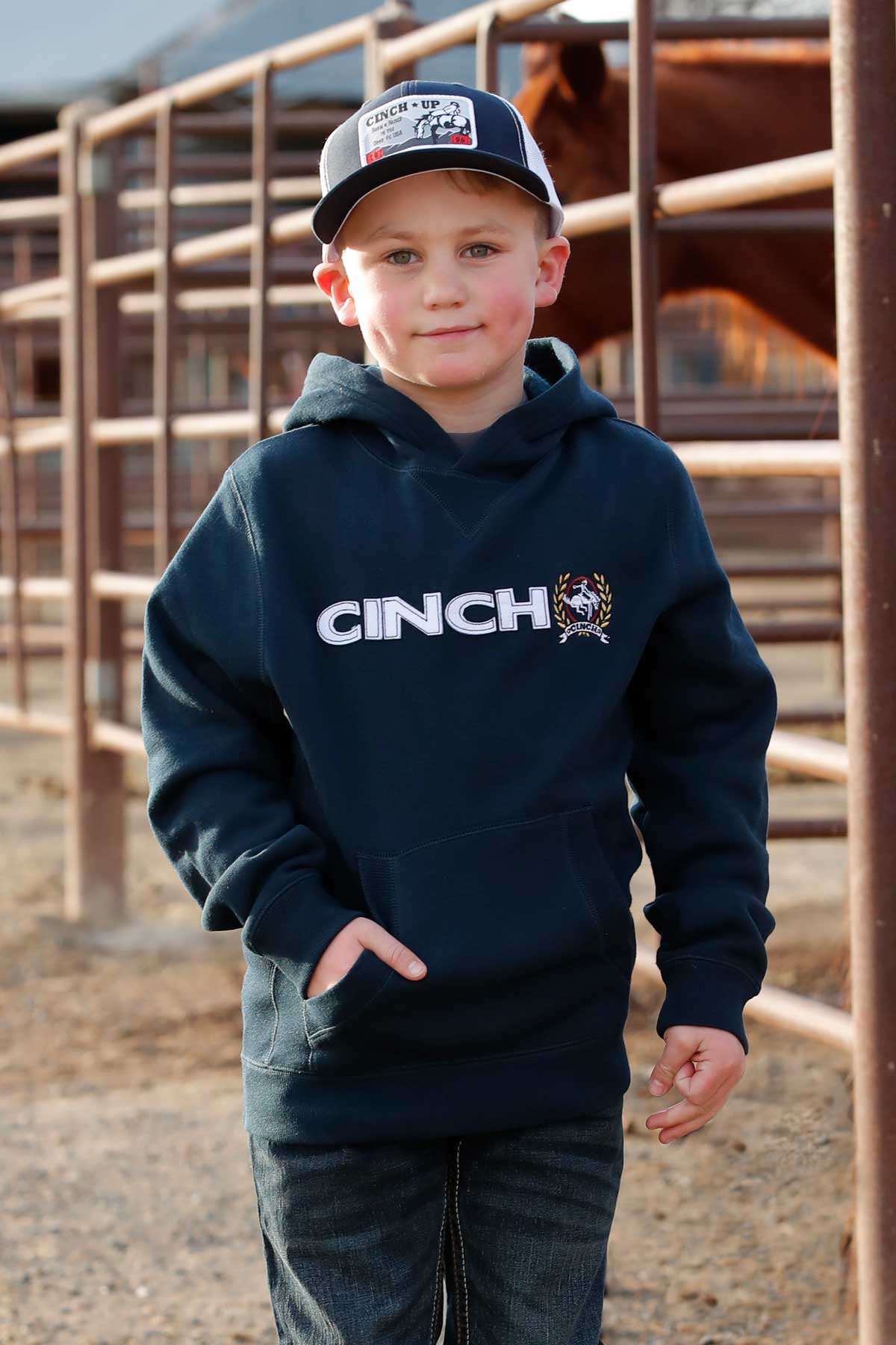 BOYS CINCH NAVY PULLOVER HOODIE