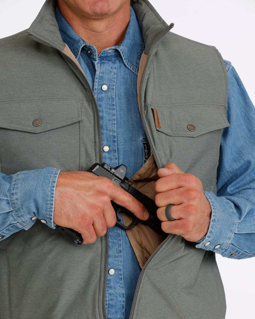 Men's Quilted Grey Concealed Carry Vest