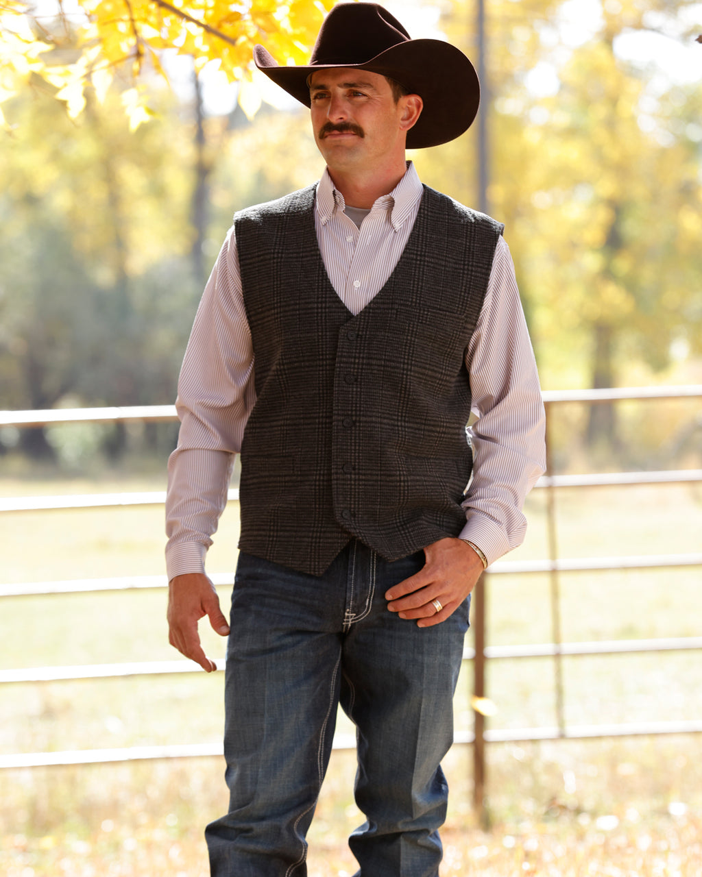 CINCH MENS PLAID VEST