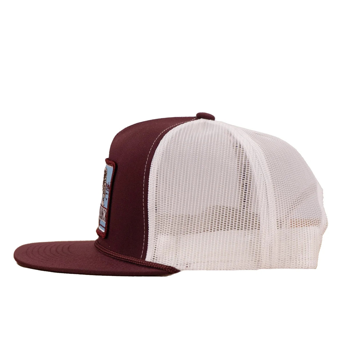 Lazy J Ranch Maroon & White Blue Bull Trap  Trucker Hat