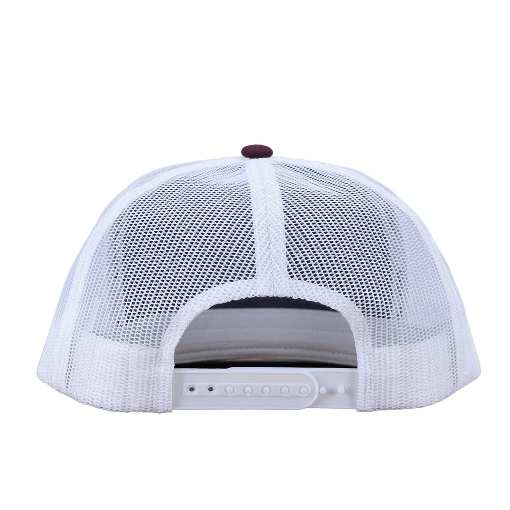 Lazy J Ranch Maroon & White Blue Bull Trap  Trucker Hat
