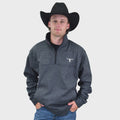 Men's Heather Black "Longhorn" 1/4 Zip Fleece