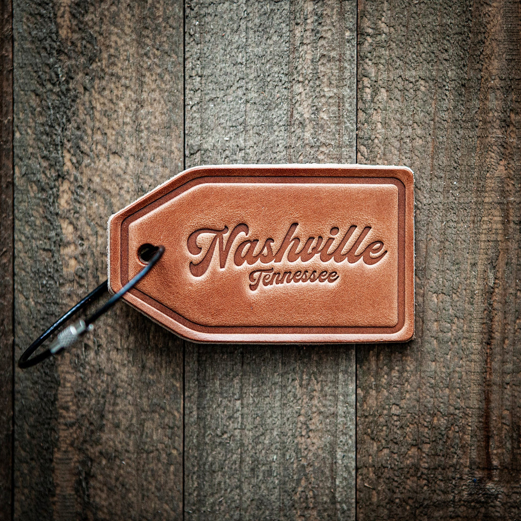Nashville Tennessee Script Leather Luggage Tag