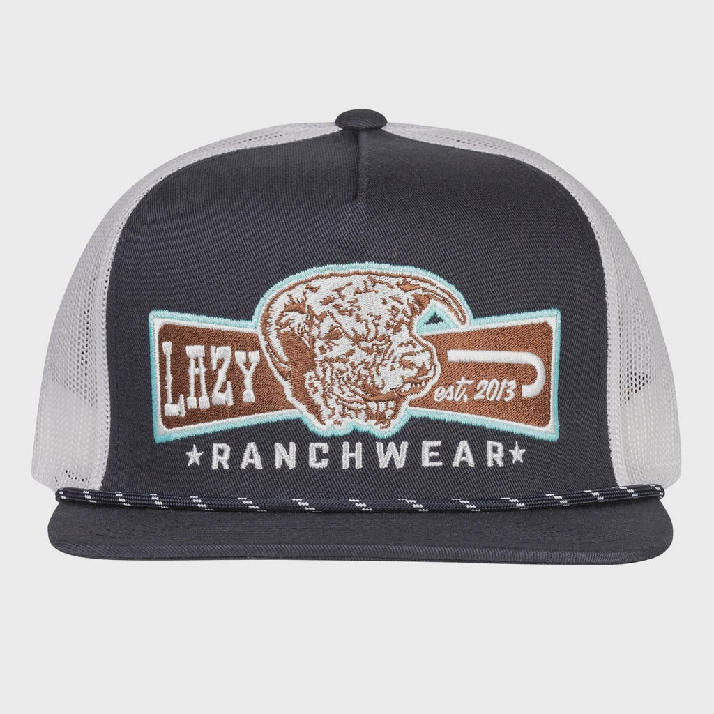 Lazy J Ranch Navy & White Diamond Banner Classic Rope Trucker Hat