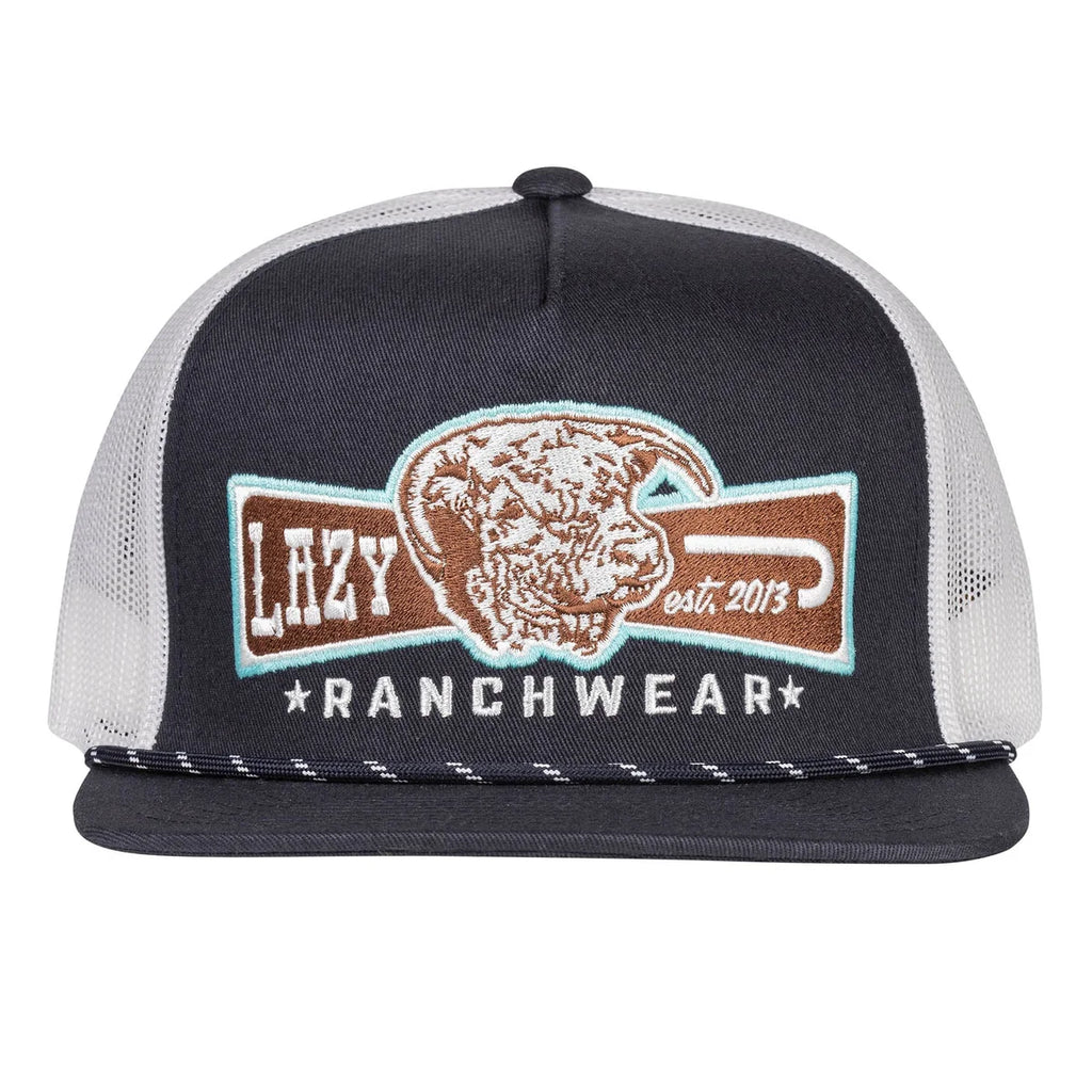 Lazy J Ranch Navy & White Diamond Banner Classic Rope Trucker Hat