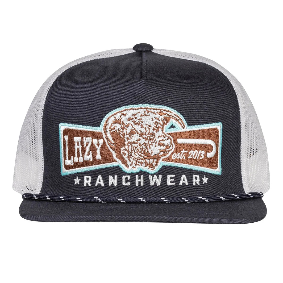 Lazy J Ranch Navy & White Diamond Banner Classic Rope Trucker Hat