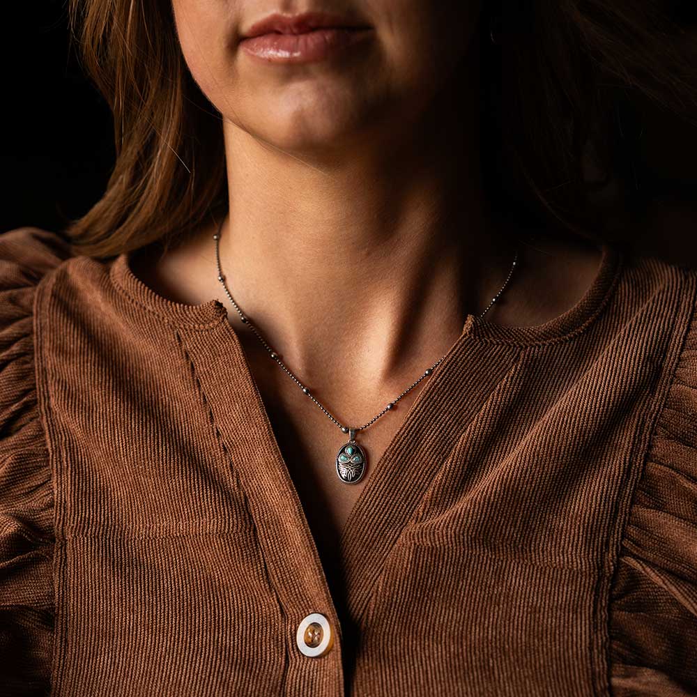 Boot Stitch Turquoise Necklace