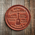 New Braunfels Texas Guitar Leather Coaster