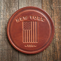 New York American Flag Leather Coaster