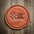 Newport Beach California Nautical Flag Leather Coaster