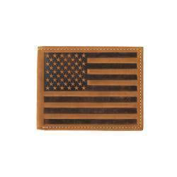 Nocona Mens Bifold Style Wallet Embossed Flag Brown