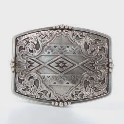 Nocona Mens Rectangle Aztec Floral Buckle