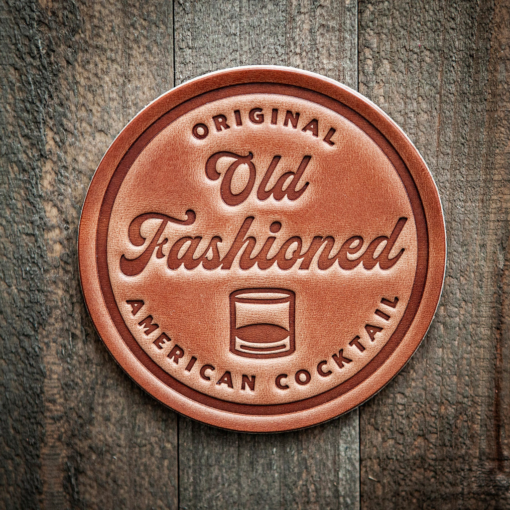 Old Fashioned Orginial American Cocktail Leather Coaster