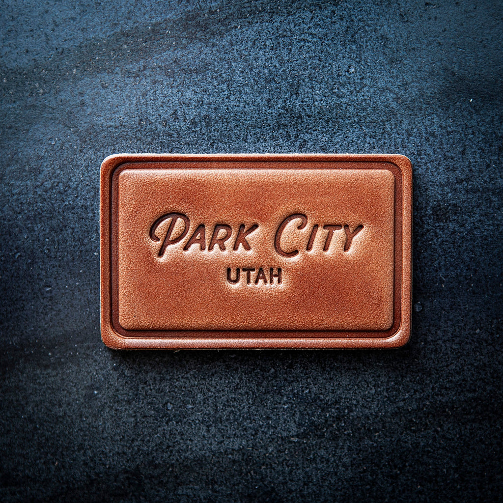 Park City Utah Leather Magnet Block Style