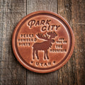 Park City Utah Moose Leather Coaster