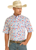 Mens SS 1Pkt Button Steer Flag Shirt