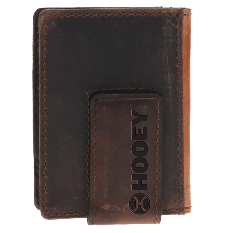 Zemi Bifold Money Clip Tan Basket Weave w/ Brown Lightning Bolt