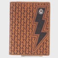 Zemi Bifold Money Clip Tan Basket Weave w/ Brown Lightning Bolt