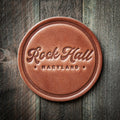Rock Hall Maryland Script Leather Coaster