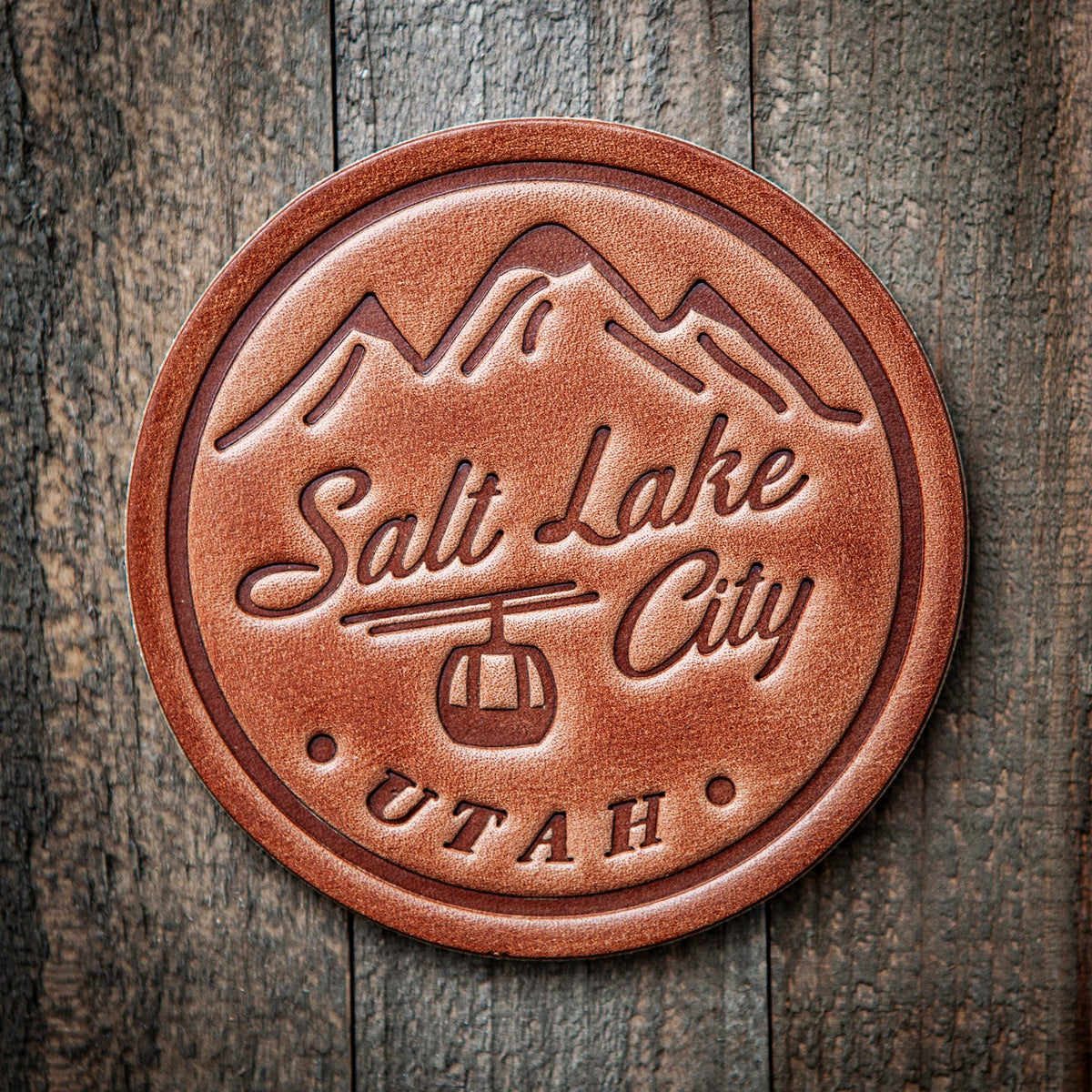 Salt Lake City Utah Leather Coaster