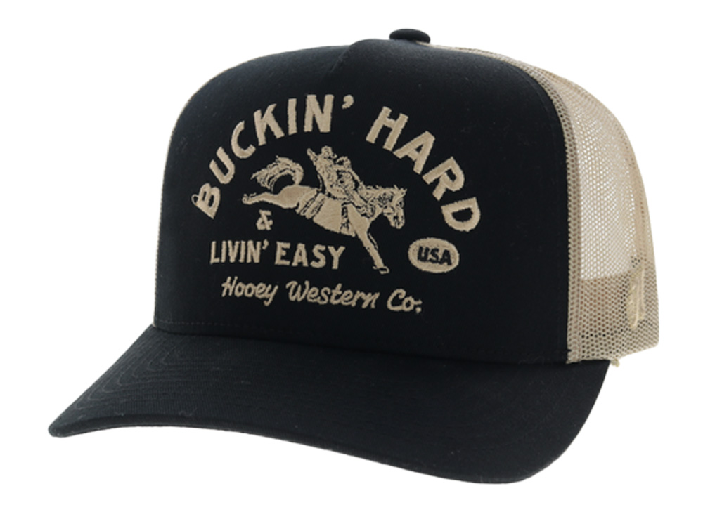 Buckin' Hard, Black / Tan 5 Panel