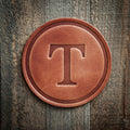 T Monogram Letter Leather Coaster