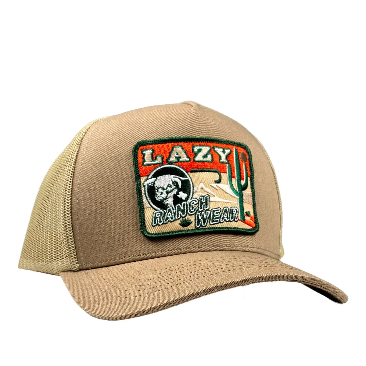 Lazy J Tan Big Bend Curved Bill Trucker Hat