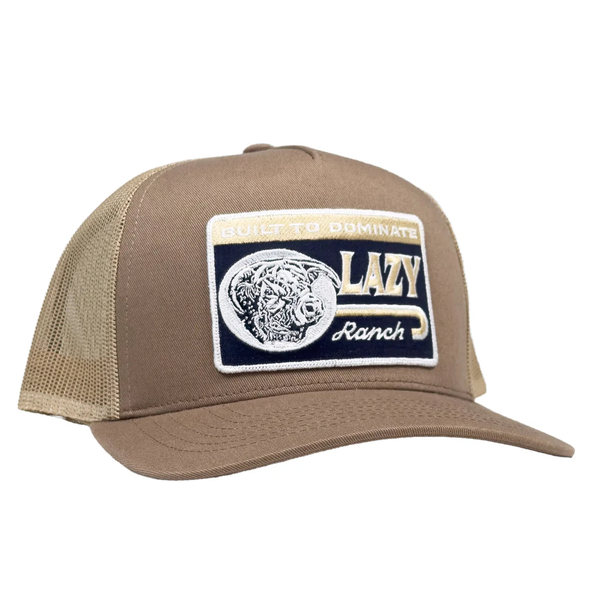 Lazy J Tan Dominate High Profile Curved Bill Trucker Hat