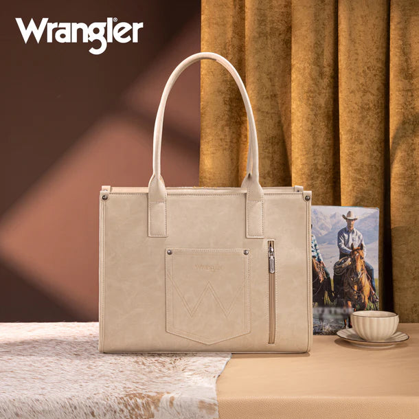 Tooled Aztec Pattern Print Concealed Carry Large Tote - Beige