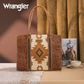 WG226G-8119 Wrangler Vintage Tooled Aztec Pattern Print Concealed Carry Large Tote - Brown