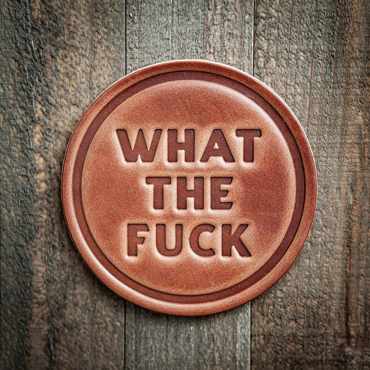 What The Fuck Leather Coaster
