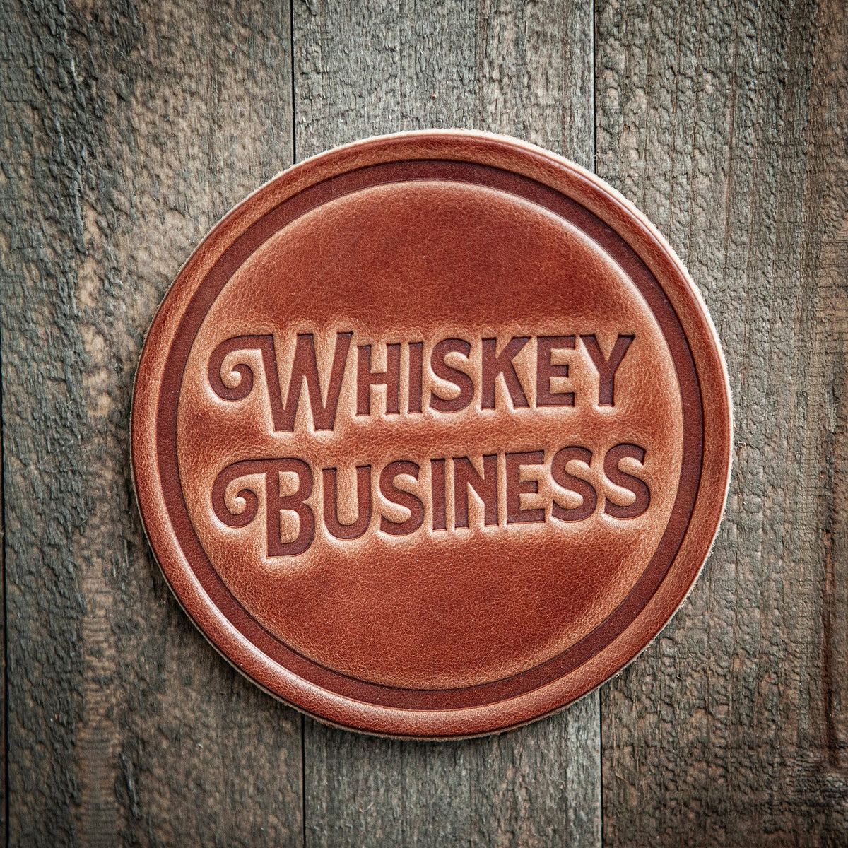 Whiskey Business Leather Coaster
