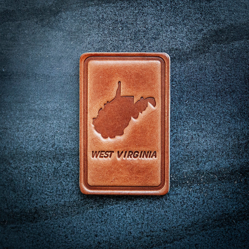 West Virginia Silhouette Leather Magnet Block Style