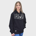 Ladies Hardware Black "Emb Roses" Fleece Hoody