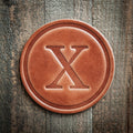 X Monogram Letter Leather Coaster