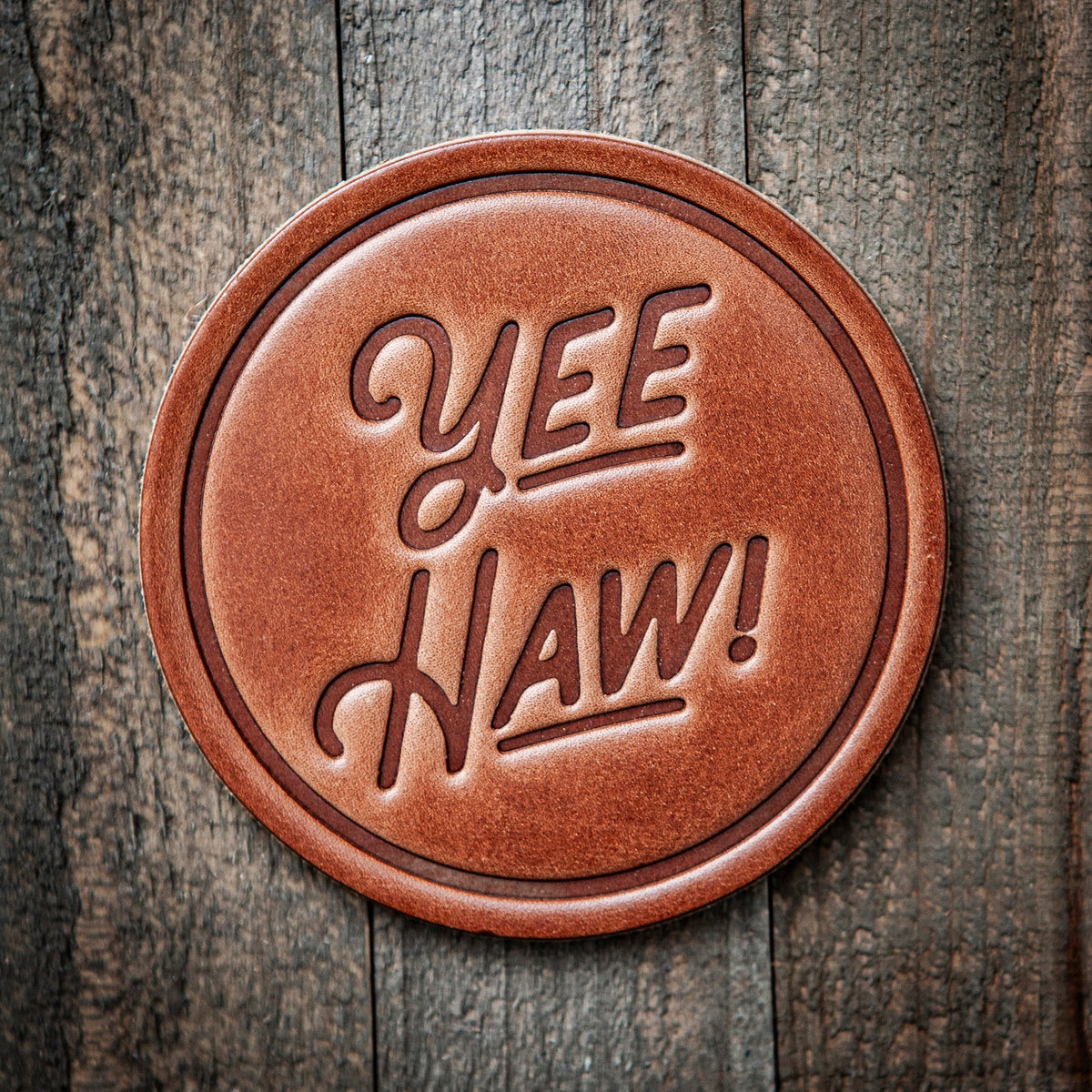 Yeehaw! Leather Coaster