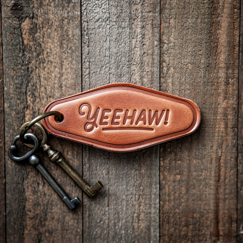 Yeehaw! Leather Keychain Motel Style