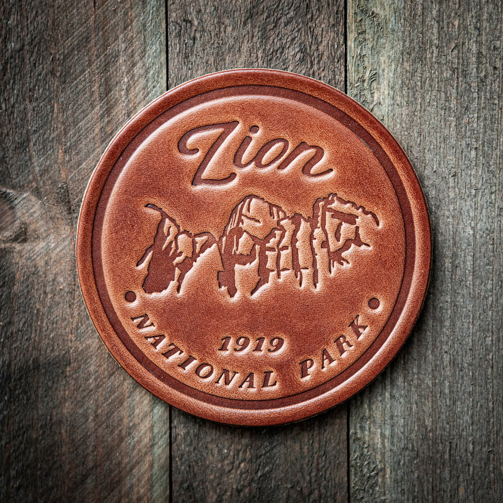 Zion National Park Leather Coaster