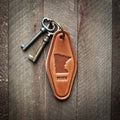 Minnesota State Silhouette Leather Keychain Motel Style