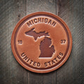 Michigan State Silhouette Leather Coaster