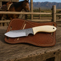 Boneforge Rasp Steel Bone Handle Skinner Knife – Leather Sheath