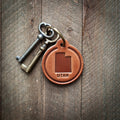 Utah State Silhouette Leather Keychain Circle