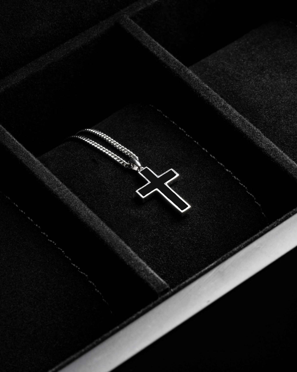 Stone Cross Pendant - Sterling Silver Set