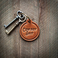 Cowboy Shit Leather Keychain Circle