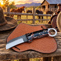 Emberhook Rasp Steel Hawkbill Knife – Resin Handle & Leather Sheath