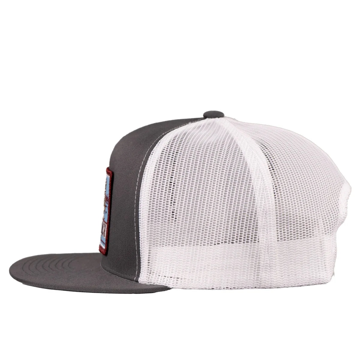 Lazy J Ranch Grey & White Blue Bull Trap  Trucker Hat