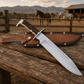 Highlandstag Handmade Bowie Knife – 18" D2 Steel, Stag Horn Handle & Steel Guard