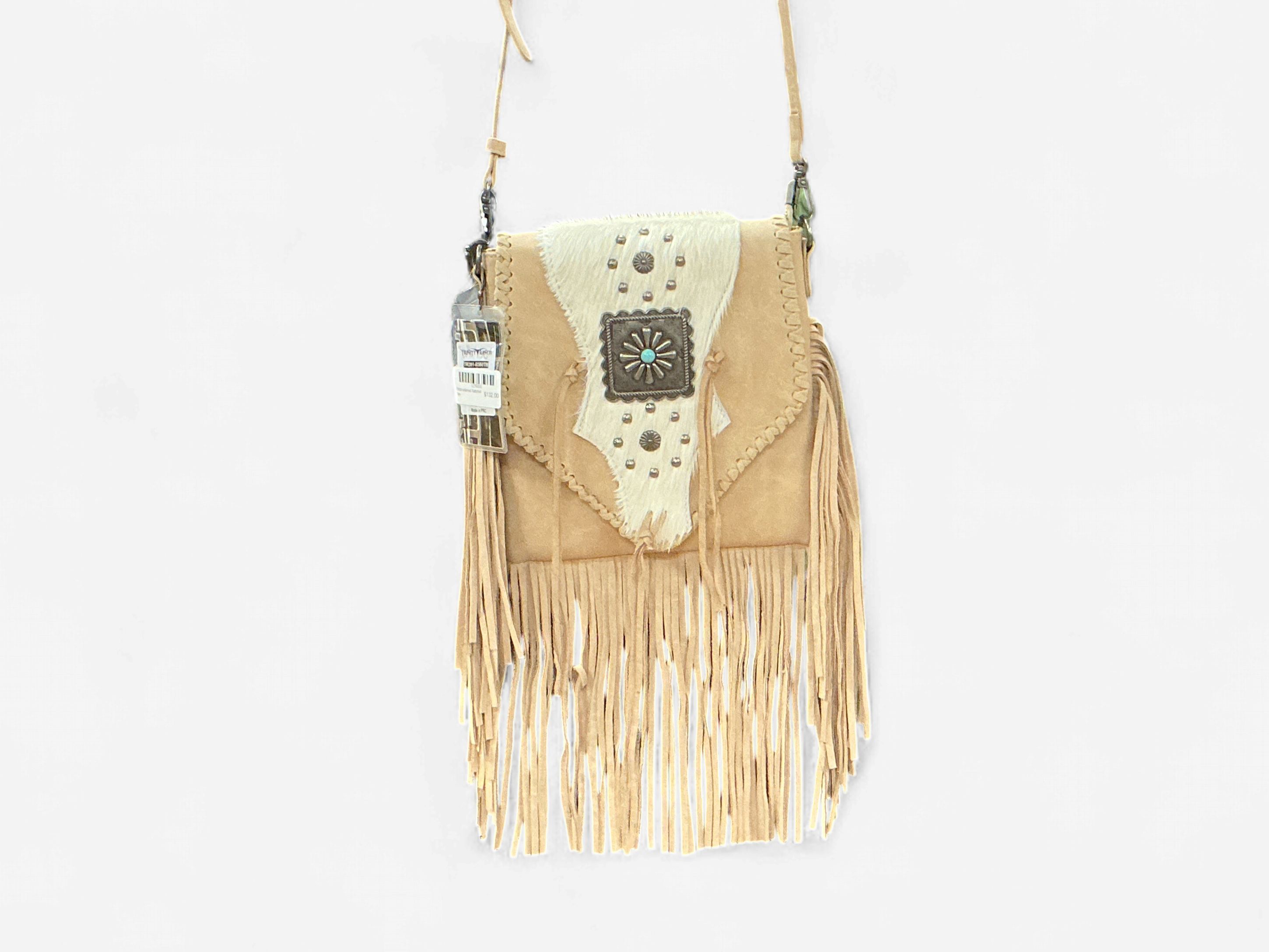 Embroidered Satchel Tan