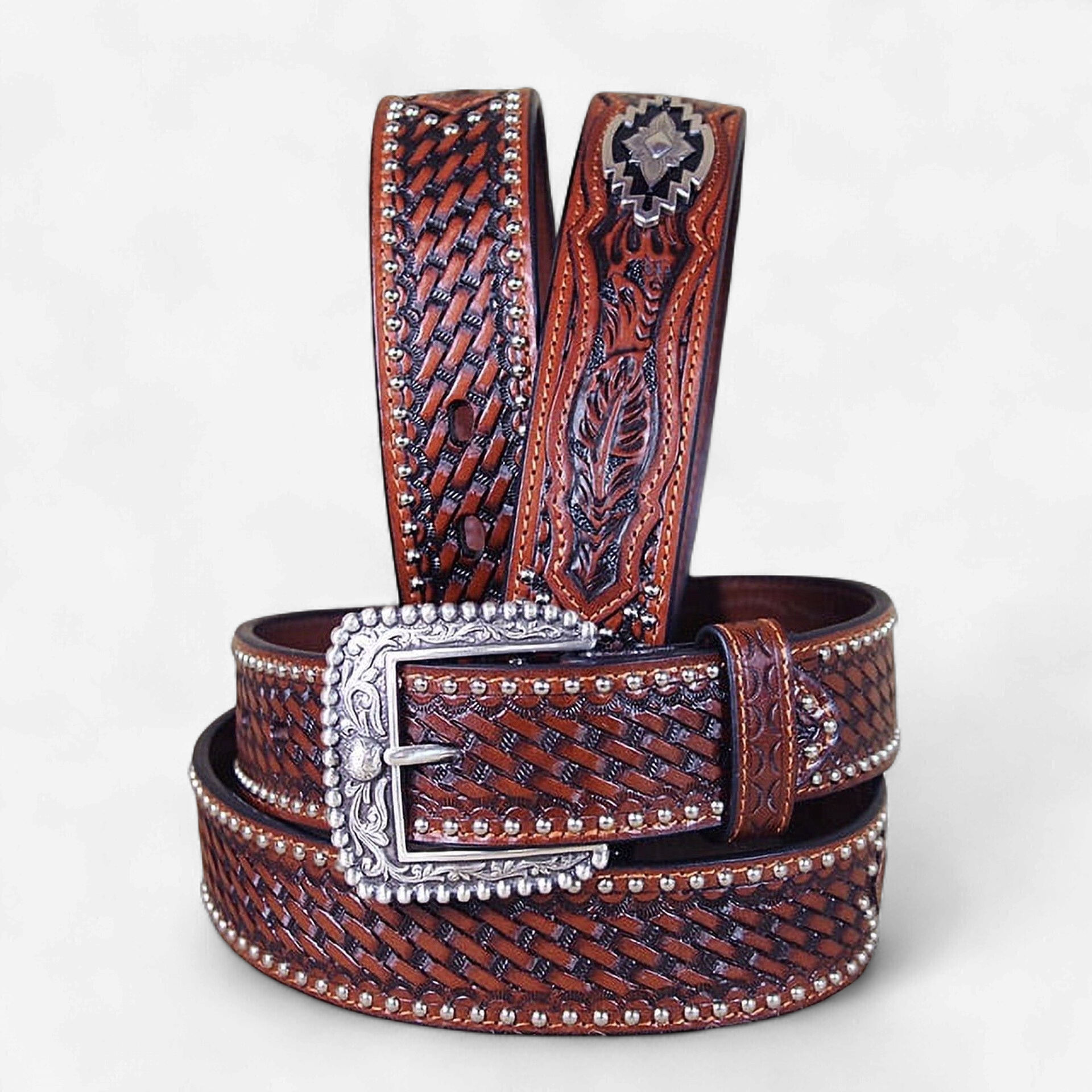 Basket Weave W/ Rivets and Concho